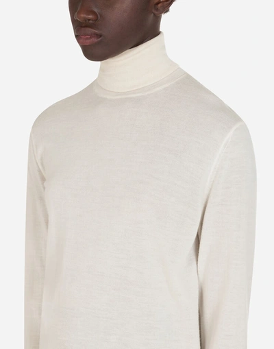 Shop Dolce & Gabbana High Neck Sweater In Cashmere In White