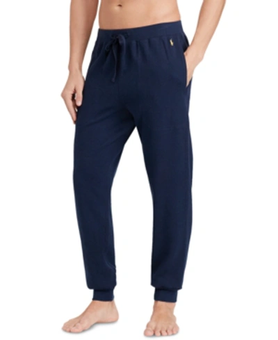 Shop Polo Ralph Lauren Men's Waffle-knit Sleep Jogger Pants In Cruise Navy