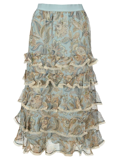 Shop Zimmermann Ladybeetle Tiered Frill Skirt In Light Blue