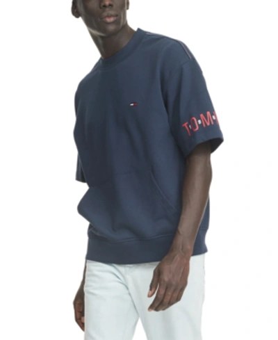 Shop Tommy Hilfiger Denim Men's Donnie Logo Short Sleeve Sweatshirt In Black Iris