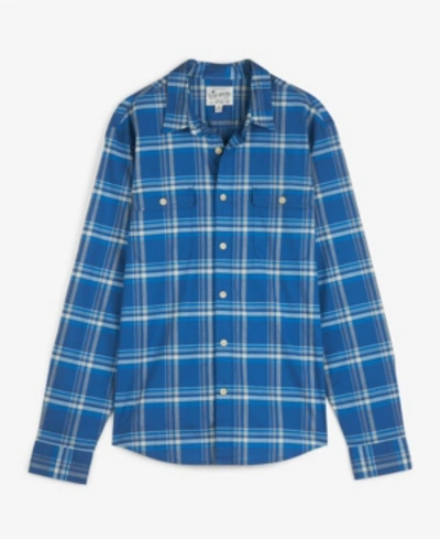 Shop Lucky Brand Men's Stretch Poplin Humboldt Workwear Shirt In Blue Plaid