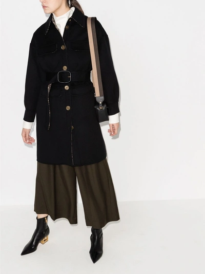 Shop Fendi Wool Coat In Black