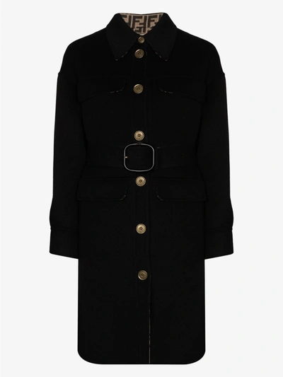 Shop Fendi Wool Coat In Black