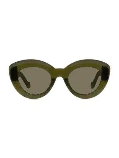 Shop Loewe 50mm Oversized Cat Eye Sunglasses In Green