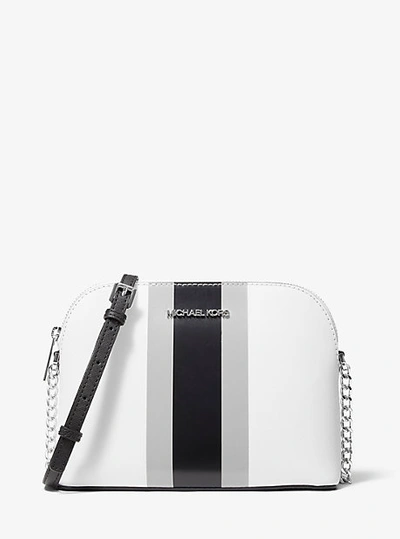 Michael Kors Optic White Cindy LG Dome Crossbody Leather Bag Handbag