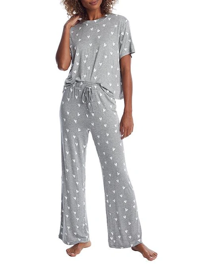 Shop Honeydew Intimates Hearts All American Knit Pajama Set In Heather Grey Heart