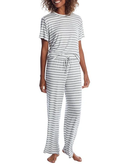 Shop Honeydew Intimates Striped All American Knit Pajama Set In Ivory Stripe
