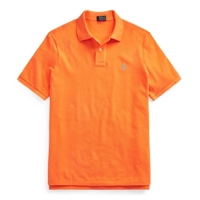 Polo Ralph Lauren Classic Fit Mesh Polo Shirt In Resort Orange/light Blue