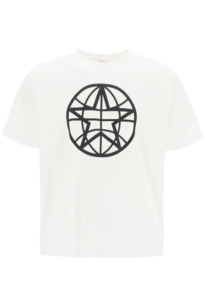 Shop Burberry Globe Print T-shirt In White,black