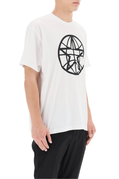 Shop Burberry Globe Print T-shirt In White,black
