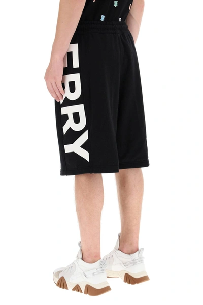 Shop Burberry Logo Print Bermuda Shorts In Black,white