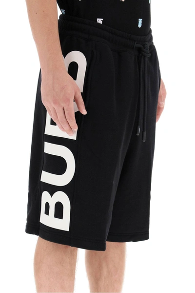 Shop Burberry Logo Print Bermuda Shorts In Black,white
