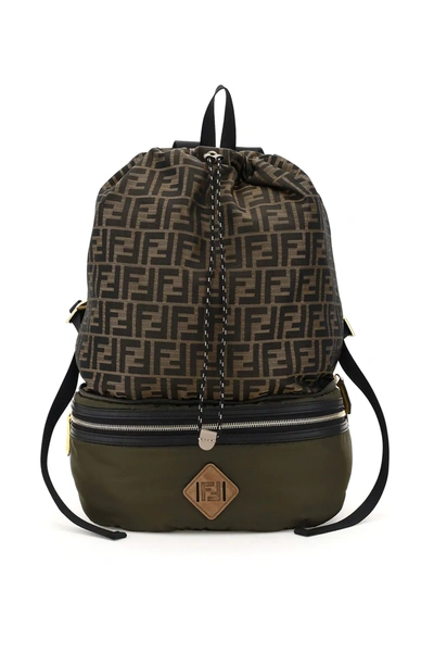 Shop Fendi Beltpack Style Foldable Nylon Backpack Ff In Brown,khaki,black