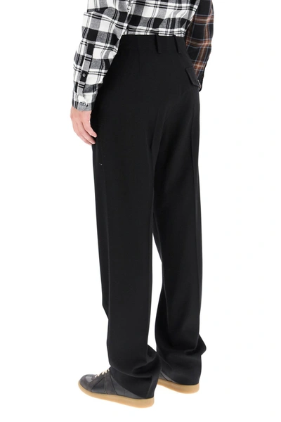Shop Loewe Anagram Embroidered Formal Trousers In Black