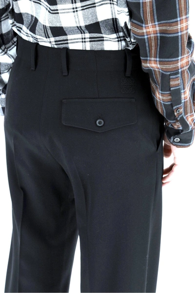Shop Loewe Anagram Embroidered Formal Trousers In Black