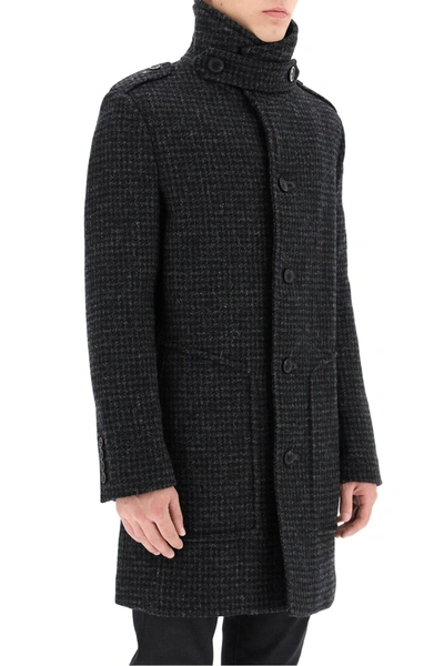 Shop Saint Laurent Wool And Shearling Coat In Black,grey