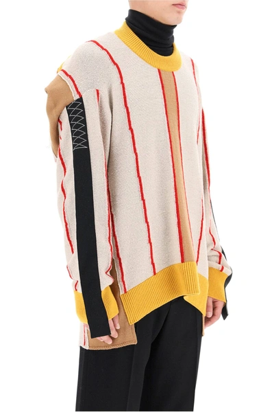 Ambush Pullover In Beige With Multicolor Intarsia In Beige,red,yellow