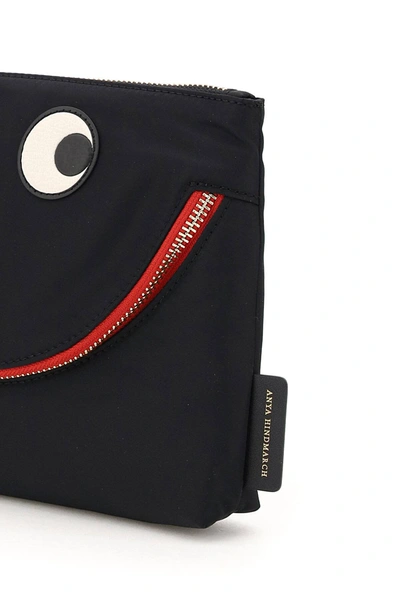 Shop Anya Hindmarch Happy Eyes Nylon Pouch In Black,red