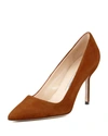 Manolo Blahnik Bb 105 Suede Point Toe Pumps In Cognac