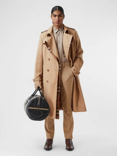 Shop Burberry Wool Silk And House Check Loop-back Trench Coat In Biscuit