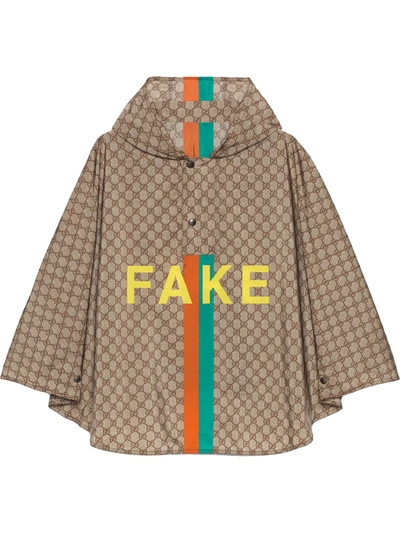 Shop Gucci Fake/not Monogram Cape In Neutrals