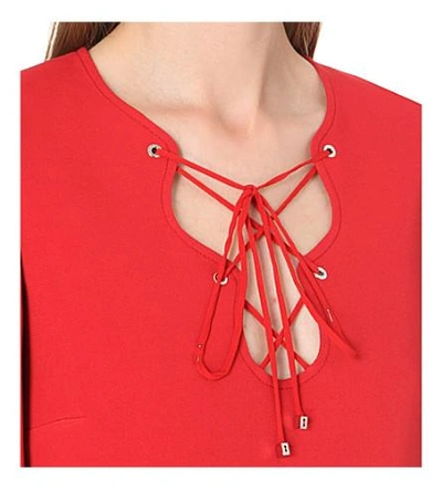 Shop Emilio Pucci Lace-up Detail Stretch-crepe Dress In Red