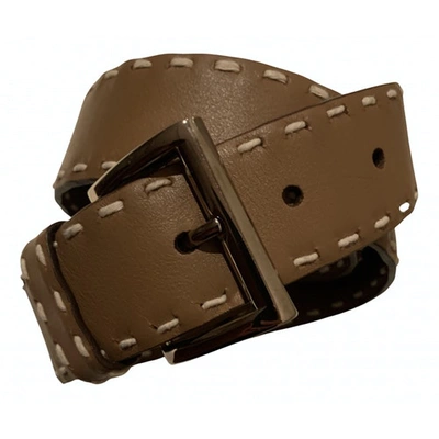 Pre-owned Prada Beige Leather Belt