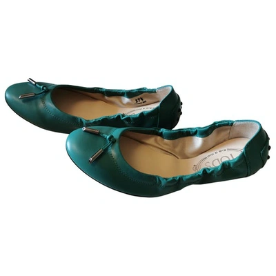 Pre-owned Tod's Green Leather Ballet Flats