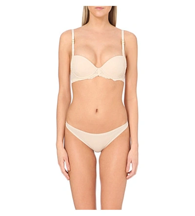 Shop Stella Mccartney Smooth Lace Bikini Briefs In Light Rose