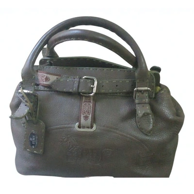 Pre-owned Fendi Spy Khaki Leather Handbag
