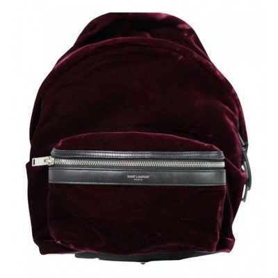Pre-owned Saint Laurent Burgundy Velvet Backpack