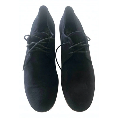 Pre-owned Emporio Armani Blue Leather Lace Ups