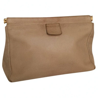 Pre-owned Sonia Rykiel Leather Clutch Bag In Beige
