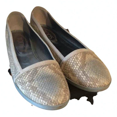 Pre-owned Tod's Beige Leather Ballet Flats