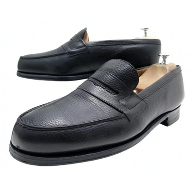 Pre-owned Jm Weston Black Leather Flats