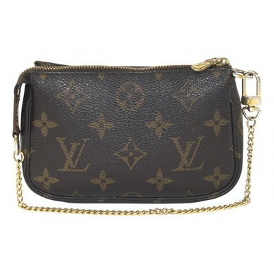 Pre-owned Louis Vuitton Pochette Accessoire Cloth Clutch Bag In Brown