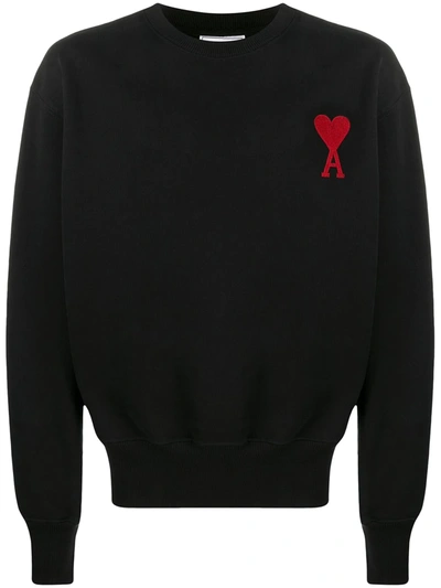 Shop Ami Alexandre Mattiussi Ami De Coeur Embroidery Sweatshirt In Black