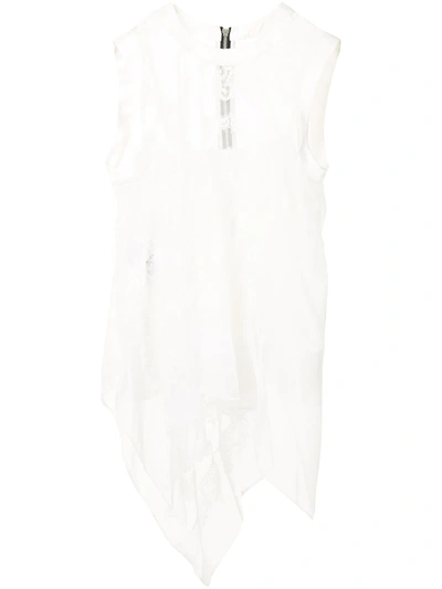 Shop Sacai Sheer Lace Tank Top In White