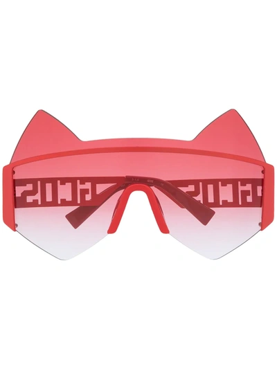 Shop Gcds Kitty Tinted Sunglasses In Red