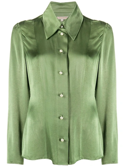Shop Alexa Chung Clapton Saatin Shirt In Green