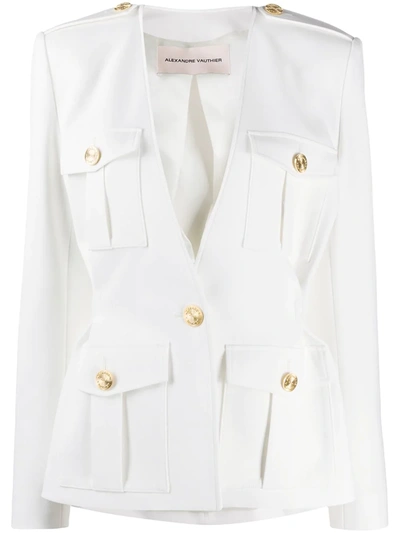 Shop Alexandre Vauthier Multi-pocket Fitted Jacket In White