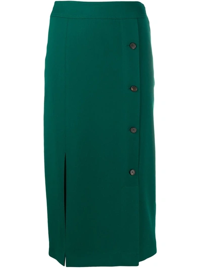 Shop Victoria Victoria Beckham Button-front Pencil Skirt In Green