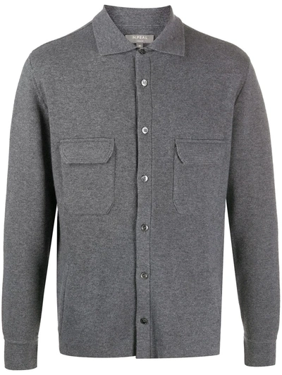 Shop N•peal Long Sleeve Button Up Sweater In Grey