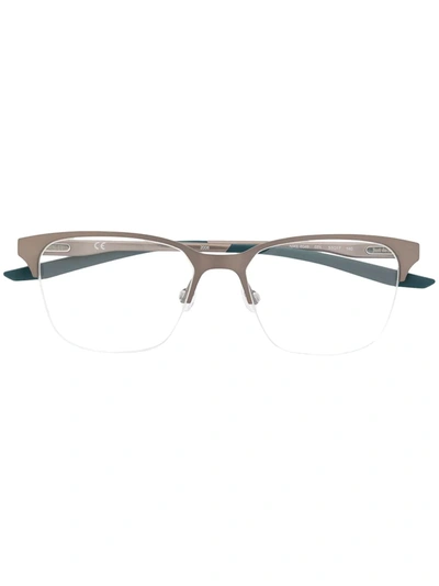 Shop Nike Square Frame Glasses In Silver