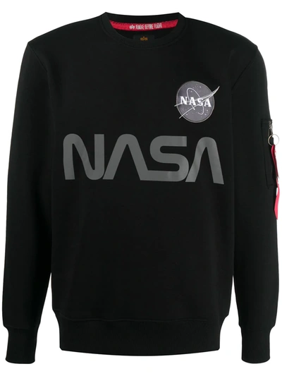 Shop Alpha Industries Nasa Reflective Sweatshirt In Black