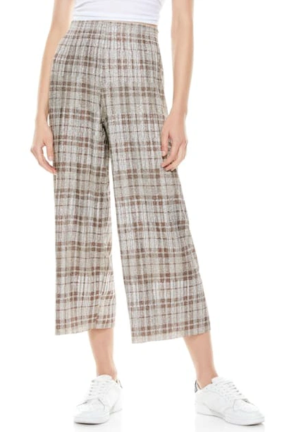 Shop Alice And Olivia Elba Metallic Plaid Ankle Wide Leg Pants In Silver Multi
