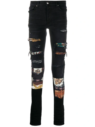 Shop Amiri Patch Detail Skinny-fit Jeans In Black