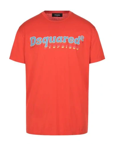 Shop Dsquared2 Man T-shirt Orange Size Xl Cotton