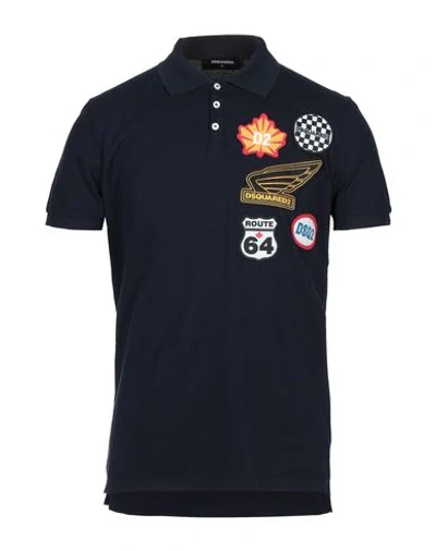 Shop Dsquared2 Polo Shirts In Dark Blue