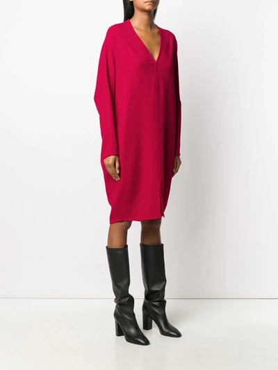 Shop Gianluca Capannolo Oversize V-neck Shift Dress In Red